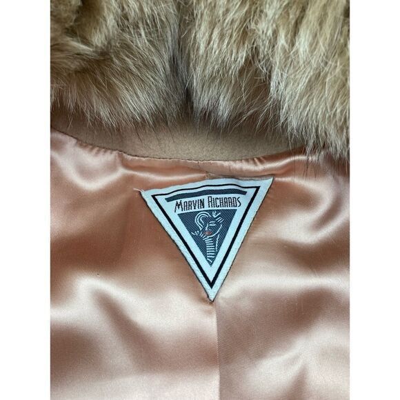 Vintage Marvin Richards cream/tan lambs wool and fox fur trim peacoat - Picture 6 of 8